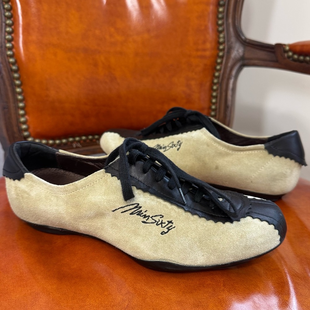 Miss Sixty Y2K Beige Brown Suede Leather Lace Up Sneakers Made in Italy Sz 37 - Picture 3 of 11